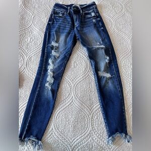 KanCan mid-rise ankle skinny distressed jeans